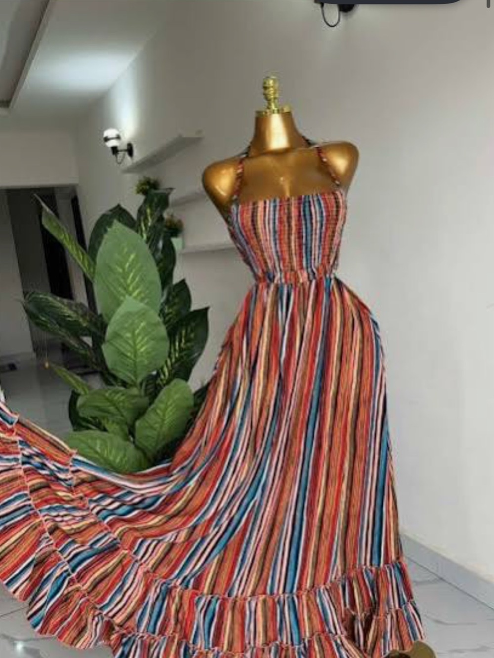 Luxxel Multicolor Striped Maxi Dress - gorgeous back